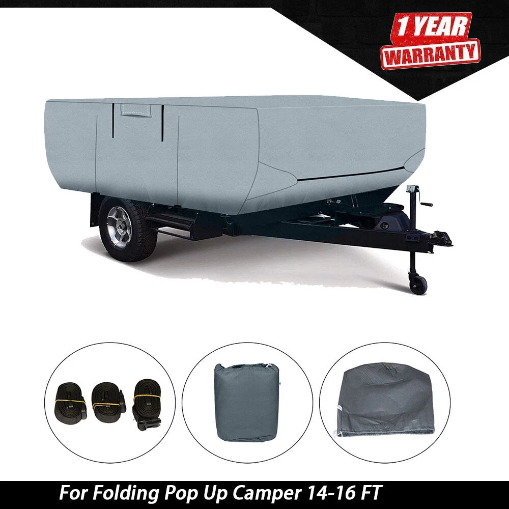 Waterproof Breathable Trailer Cover for Folding Pop Up Camper (14-16FT)