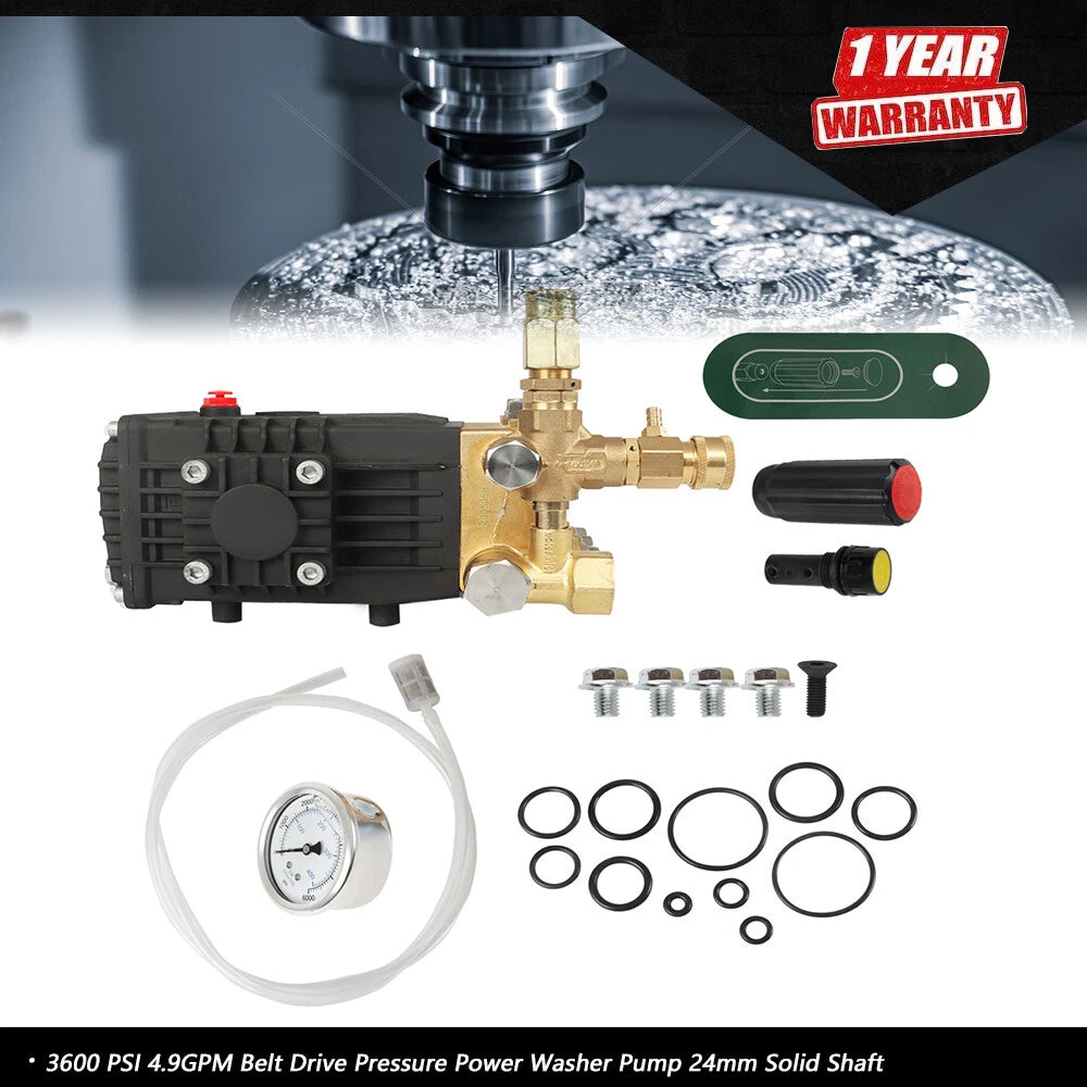 Pressure Washer Pump for 3600 PSI Power Washers (24mm Solid Shaft)