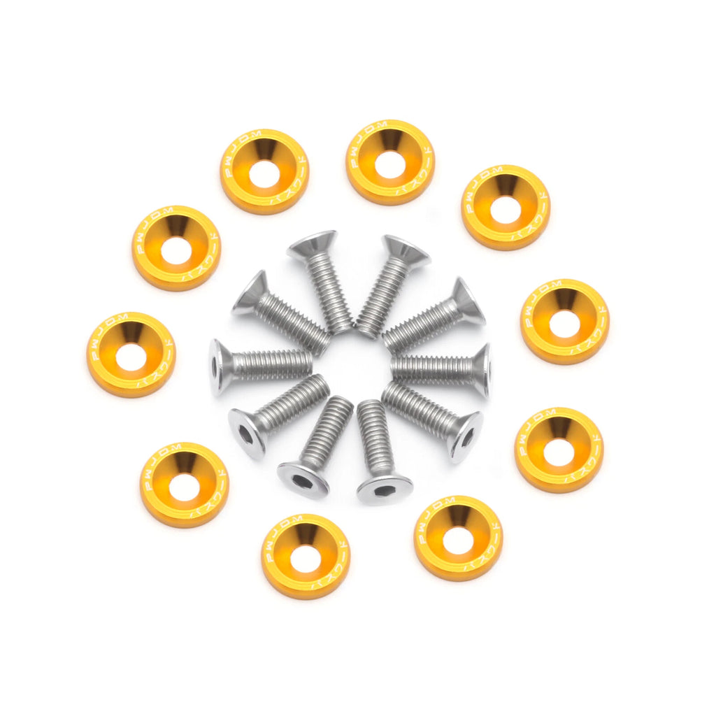 Gold Billet Aluminum M6 Bumper Washer Bolt for Car (2010-2020)