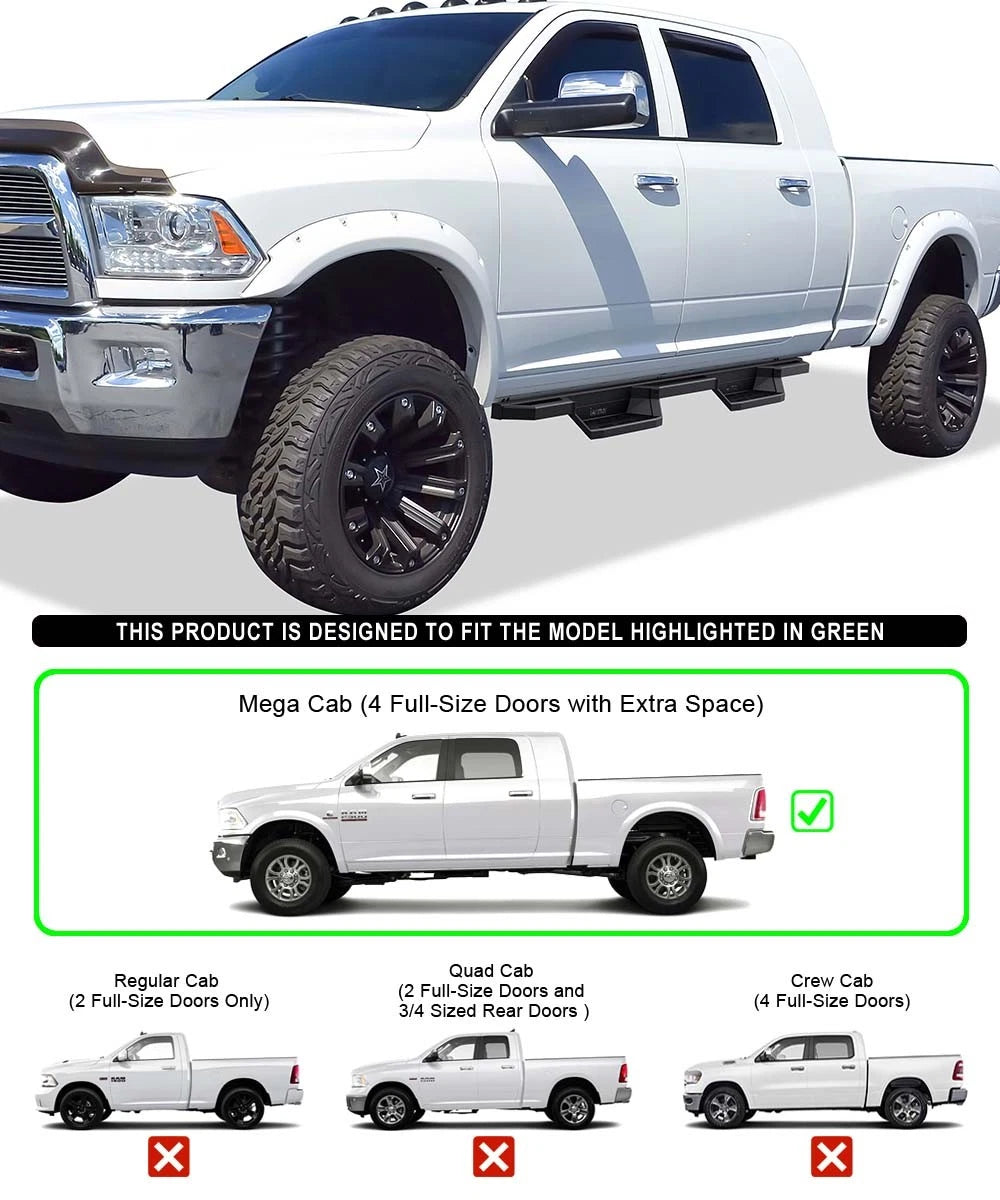 Stainless Steel Pocket Steps for Dodge Ram 2500 3500 Mega Cab (2010-2026)