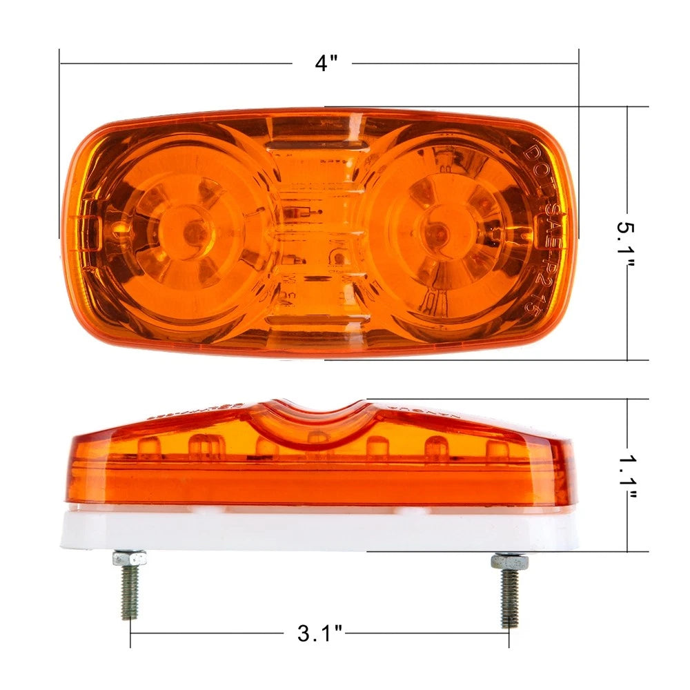 Set of 5 Amber 12LED Side Marker Clearance Lights for Trucks Trailers (12V)