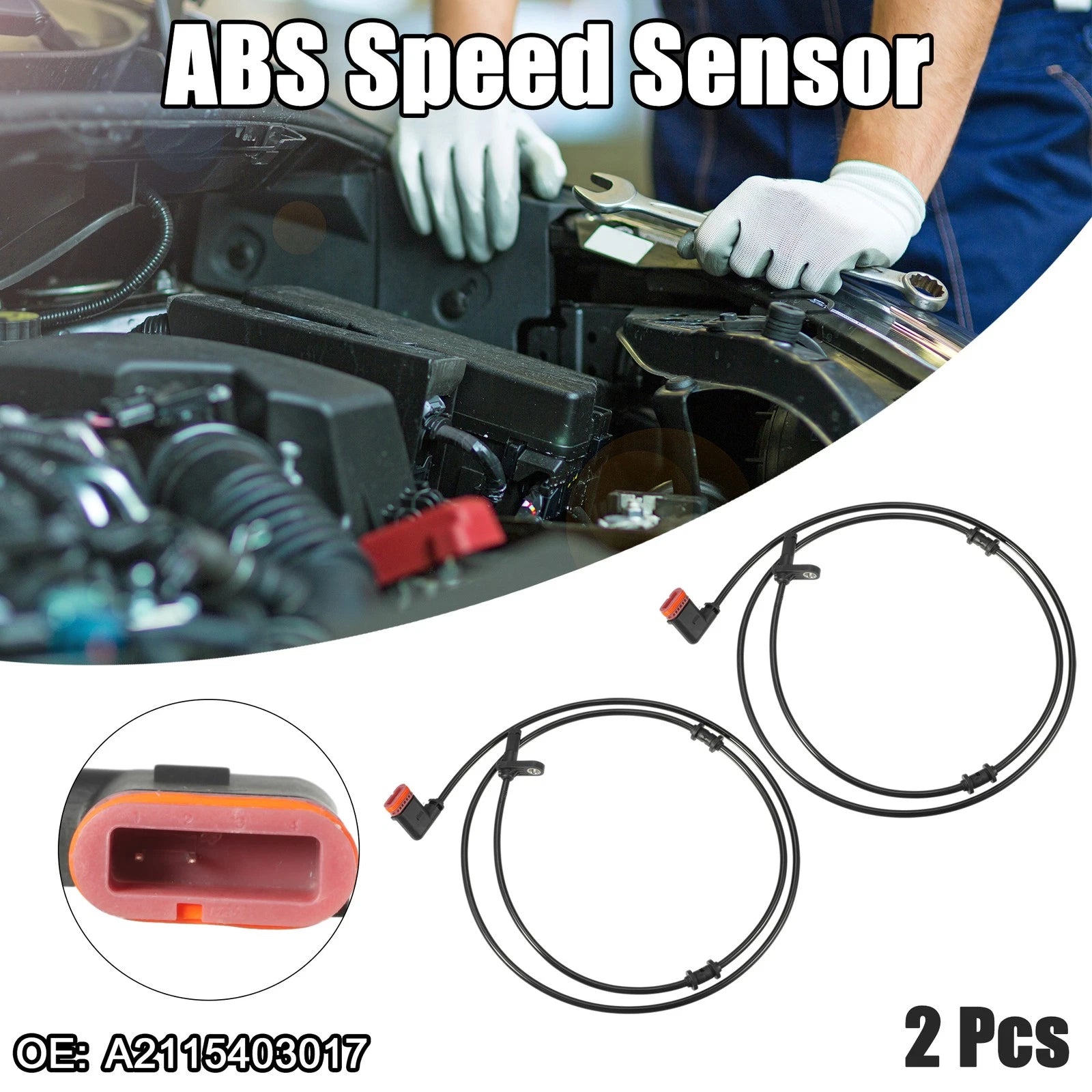 2Pcs ABS Wheel Speed Sensor for Mercedes CL63 AMG (2007–2013) No.A2115403017