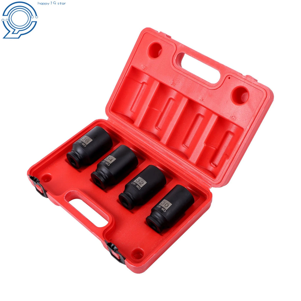 Set of 4 Spindle Axle Nut Sockets for Automotive (30mm, 32mm, 34mm, 36mm)