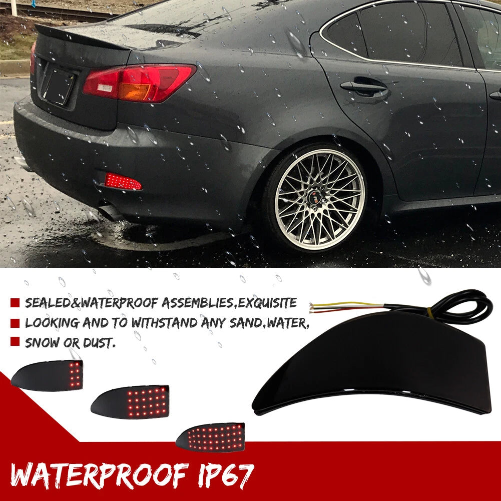 Smoked LED Bumper Reflector Tail Lights for Lexus IS250 IS350 (2006–2013)