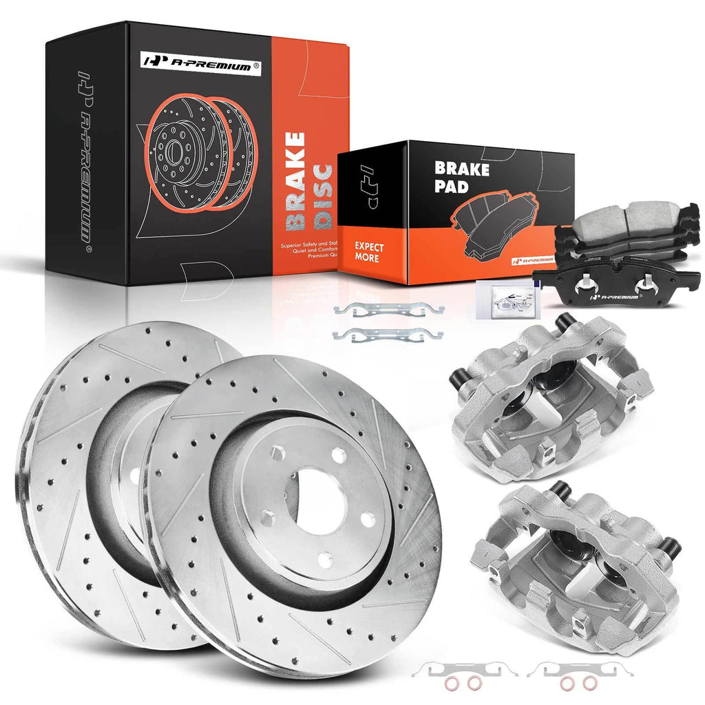 8x Front Drilled Brake Rotors & Pads for Jeep Grand Cherokee 