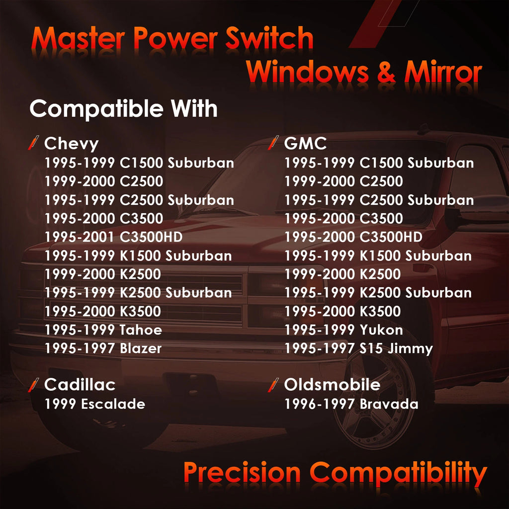 Power Window Mirror Control Switch for Chevy GMC C/K 1500 2500 3500 Tahoe (1995-2000)