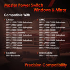 Power Window Mirror Control Switch for Chevy GMC C/K 1500 2500 3500 Tahoe (1995-2000)