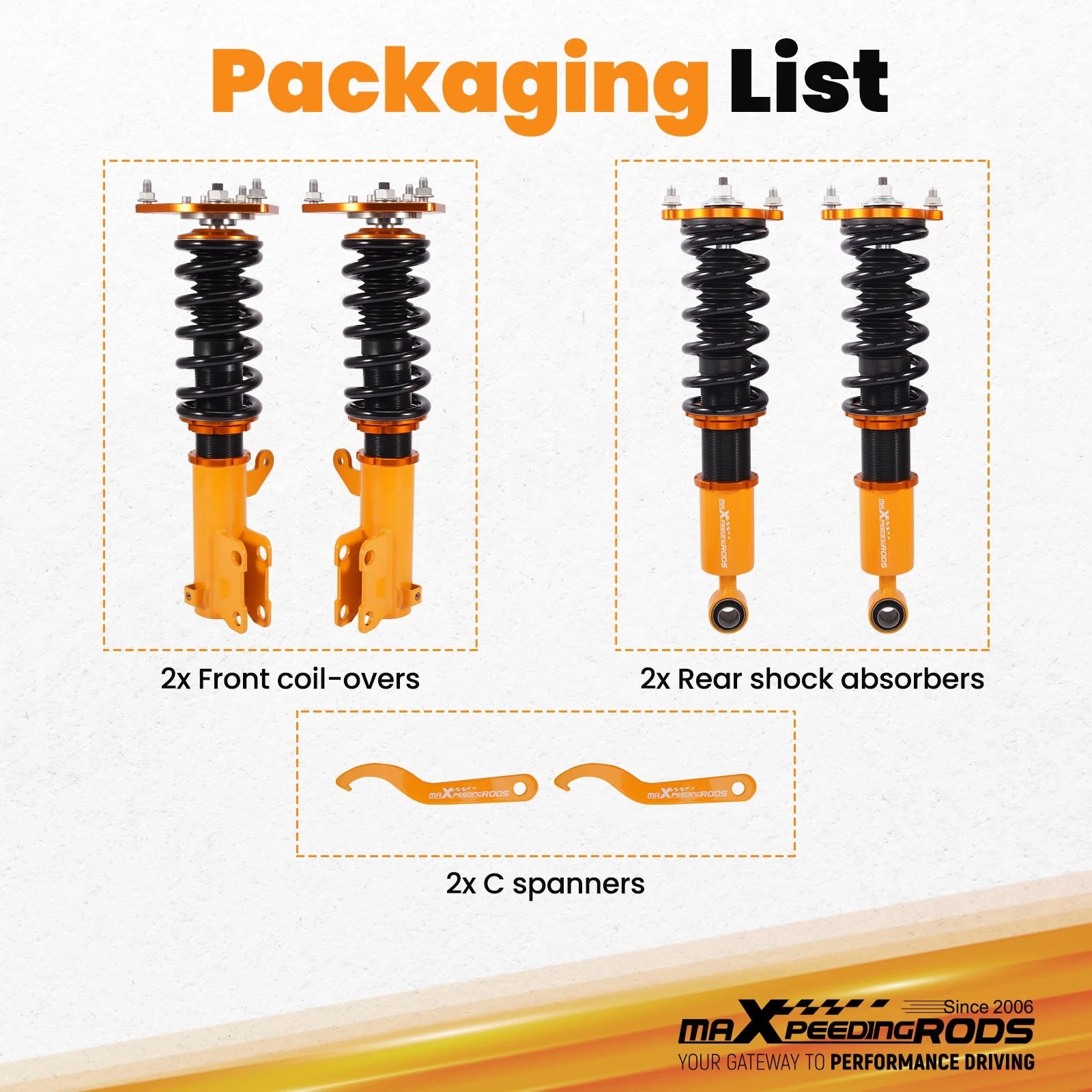 Set of 4 Adjustable Coilovers Suspension Kit for Mitsubishi Eclipse (2000-2005)