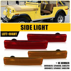 Set of 4 Amber Red Lens Fender Side Marker Light Housing for Jeep J20 J10 (1974–1987)