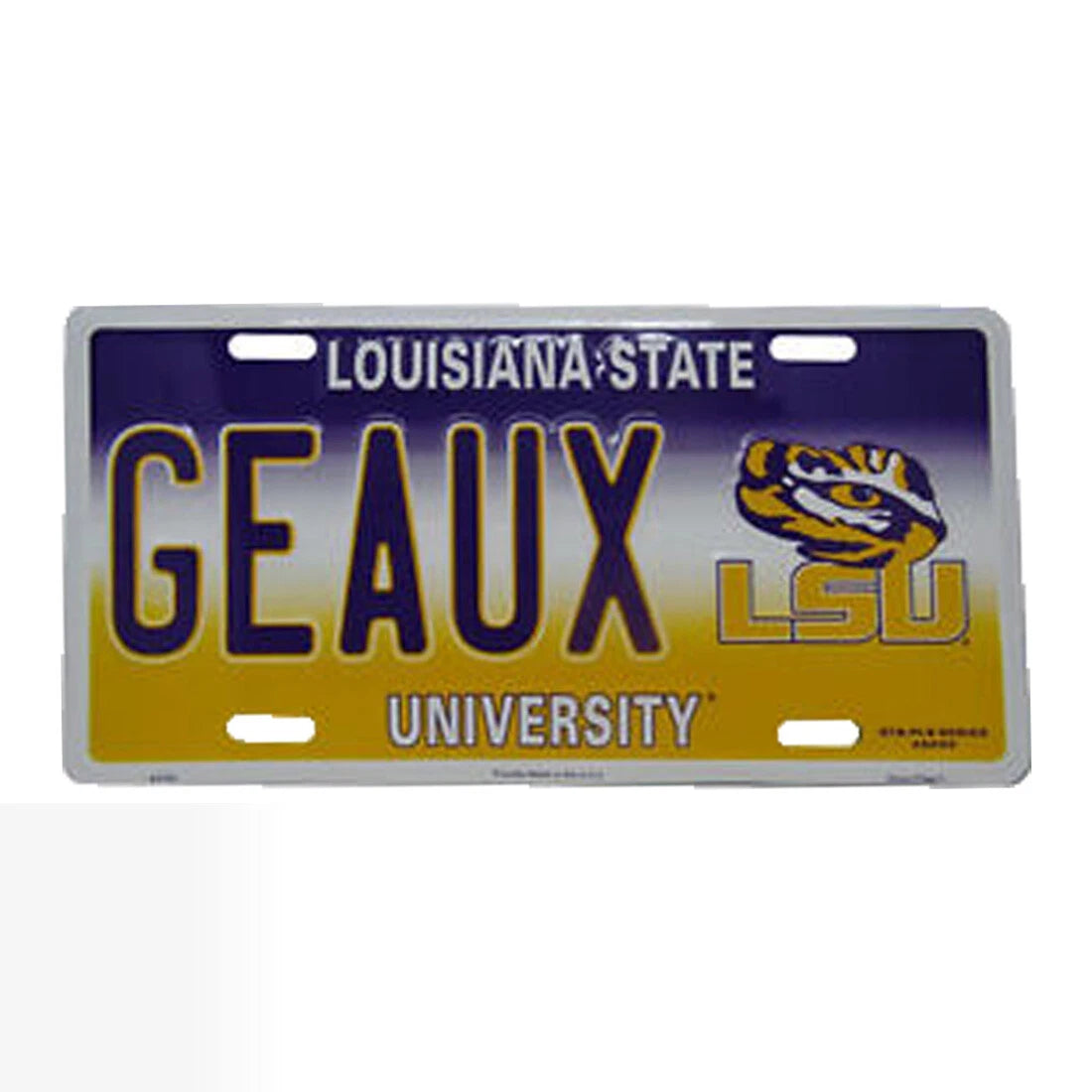 LSU State Football Aluminum License Plate Tag 6"x12"