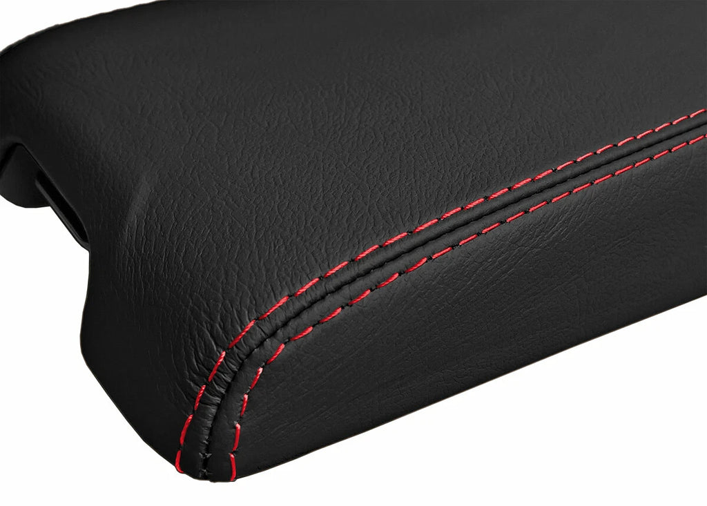 Leather Console Lid Armrest Cover for Infiniti G35 Coupe (2002–2007) Red Stitch