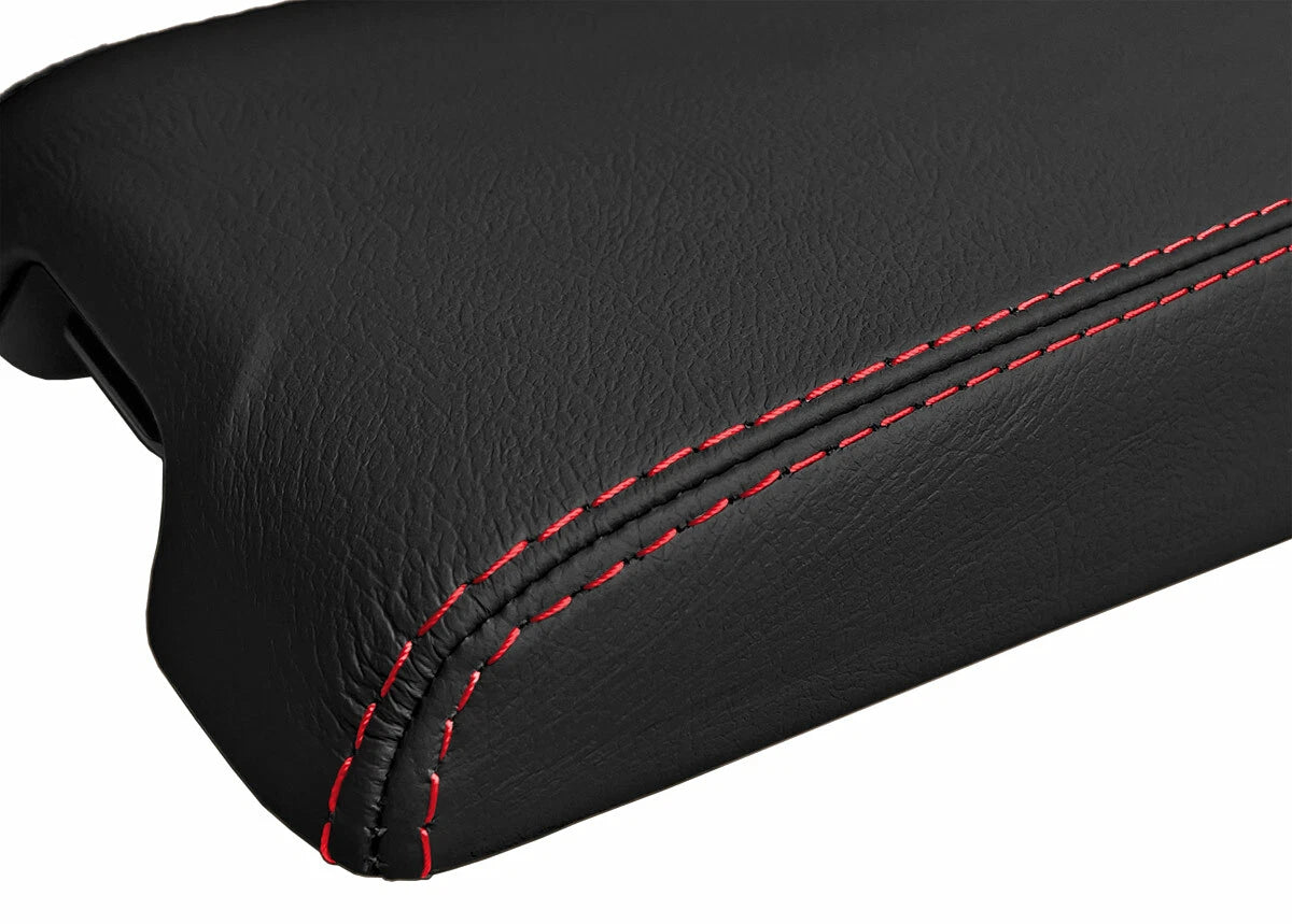 Leather Console Lid Armrest Cover for Infiniti G35 Coupe (2002–2007) Red Stitch