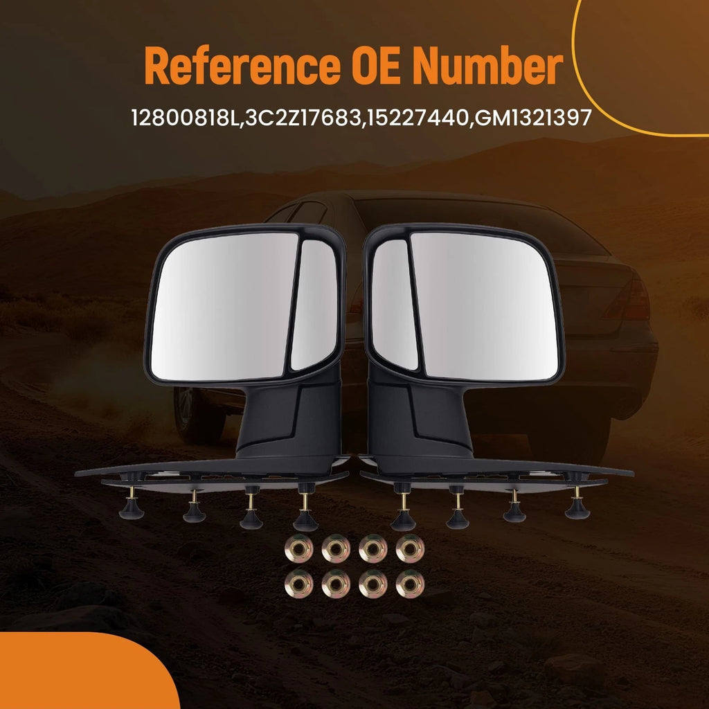 Left Right Side Mirror Set for Ford E-150/E-250 (2003–2013) GM1321397 Power Black ABS