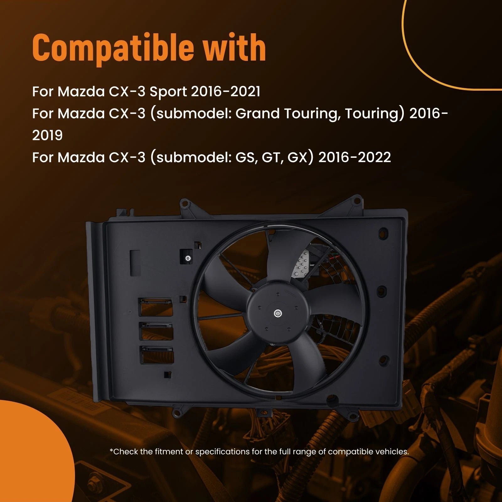 Radiator Cooling Fan Assembly for Mazda CX-3 (2016–2021) PEHH15025 MA3115166
