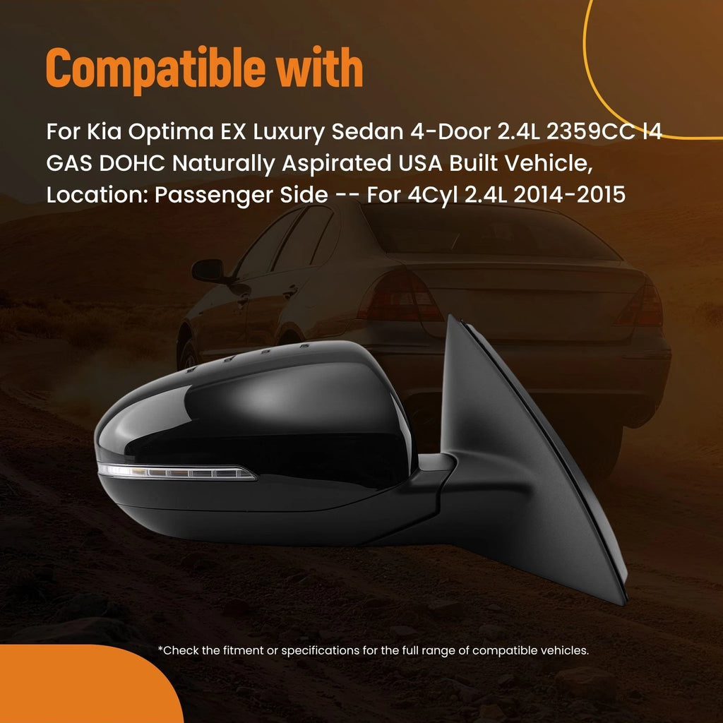 Passenger Side View Mirror for Kia Optima Turbo (2014–2015) KI1321175