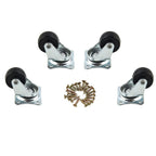 Set of 4 Swivel Casters with Silver Rubber Wheels and Top Plates