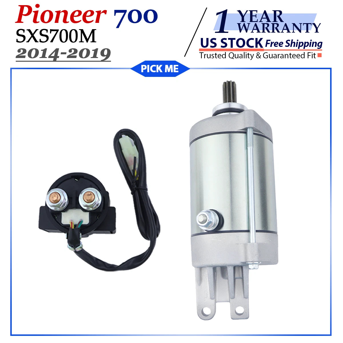 Starter Motor with Solenoid Relay for Honda Pioneer 700 SXS700M (2014–2019)