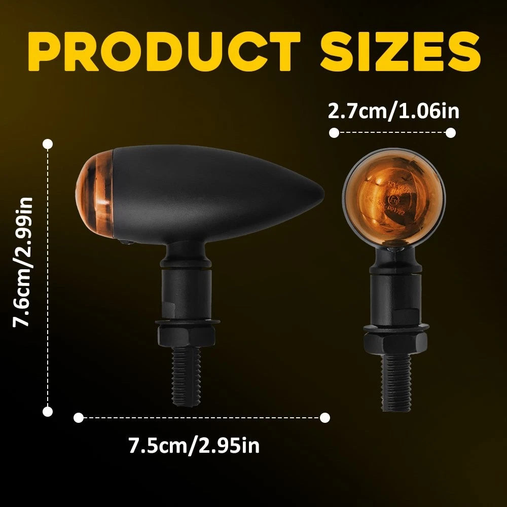 4X LED Turn Signals for Motorcycle (Amber Lens)
