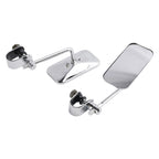 Chrome Rectangular Clamp-On Motorcycle Mirrors for Old School Style