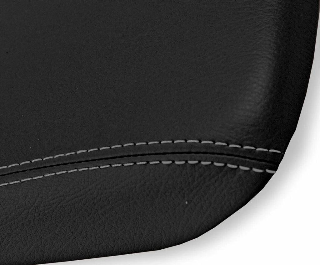 Leather Console Lid Armrest Cover for Volvo S40 (2004–2007) Black Gray Stitch