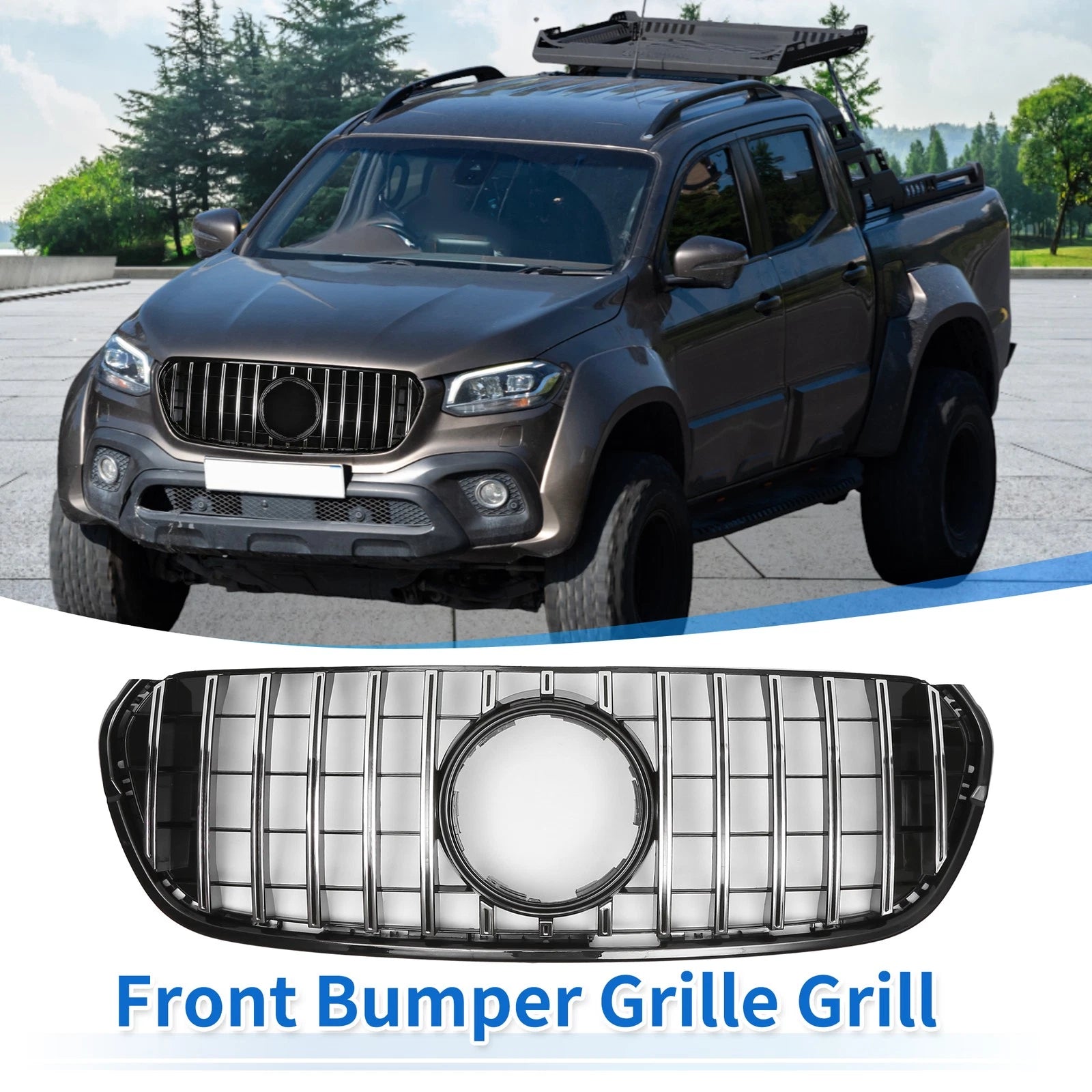 Front Upper Bumper Grille for Mercedes-Benz X-Class (2018–2023) Chrome