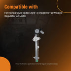 1PC Driver Door Window Regulator w/Motor for Honda Civic Insight (2016–2021)