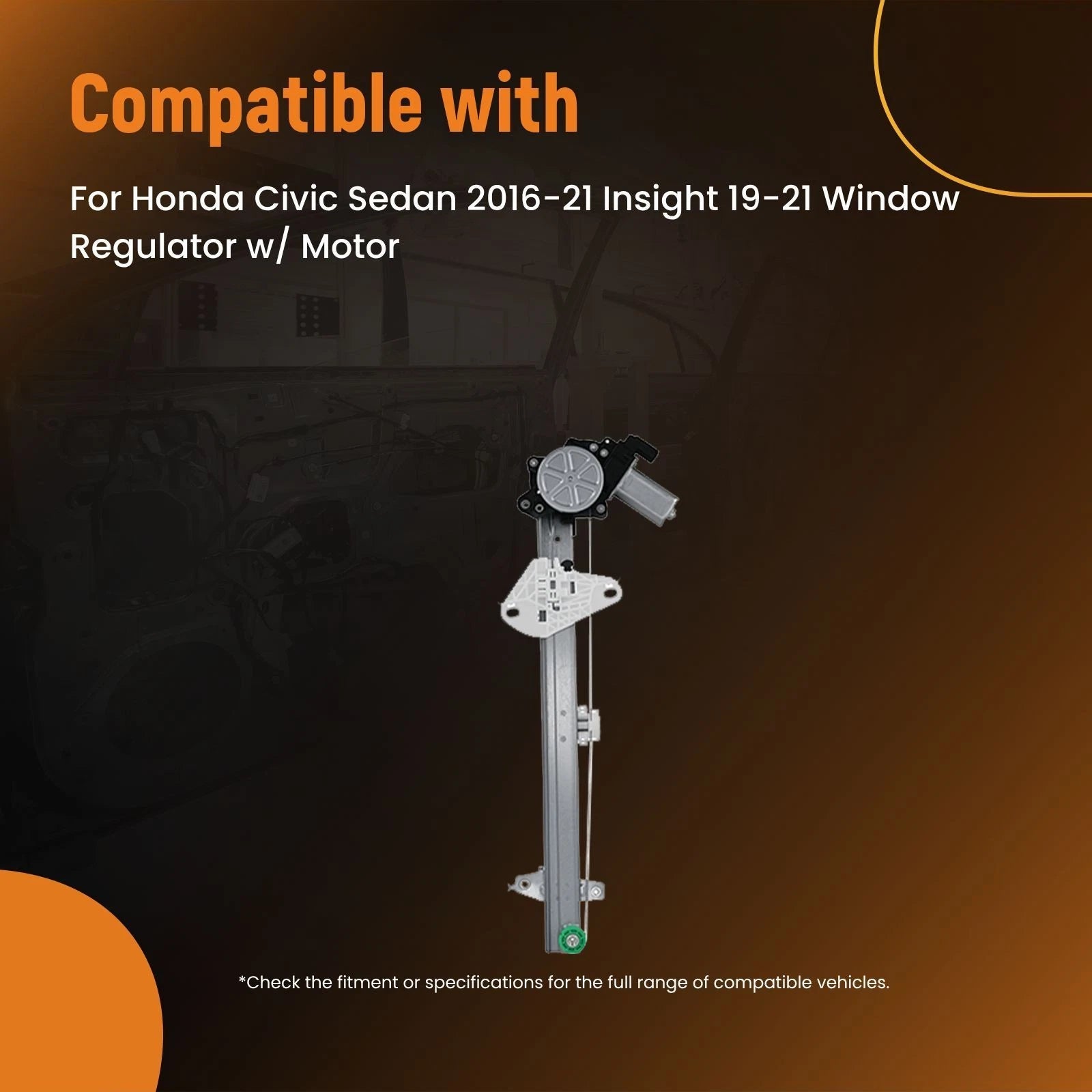 1PC Driver Door Window Regulator w/Motor for Honda Civic Insight (2016–2021)