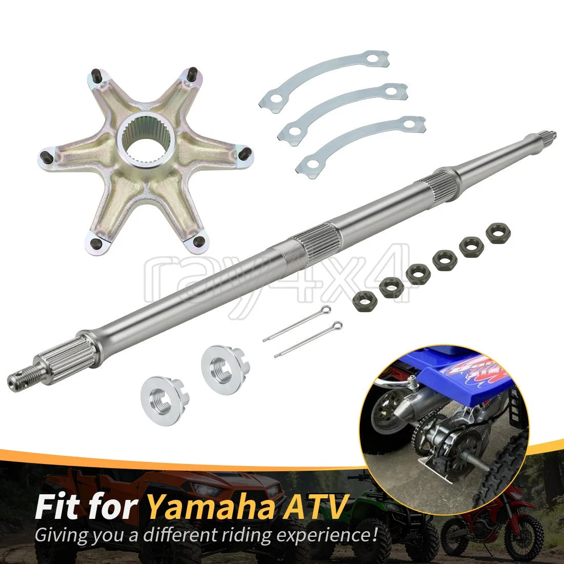 Rear Axle Shaft w/ Sprocket Hub for Yamaha Banshee 350 (1987–2006) / Tri Z 250 (1985–1989)