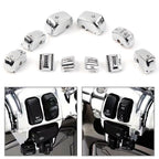 Set of 2 Hand Control Switch Cover Housing Button Caps for Harley Touring (1996–2013) Chrome