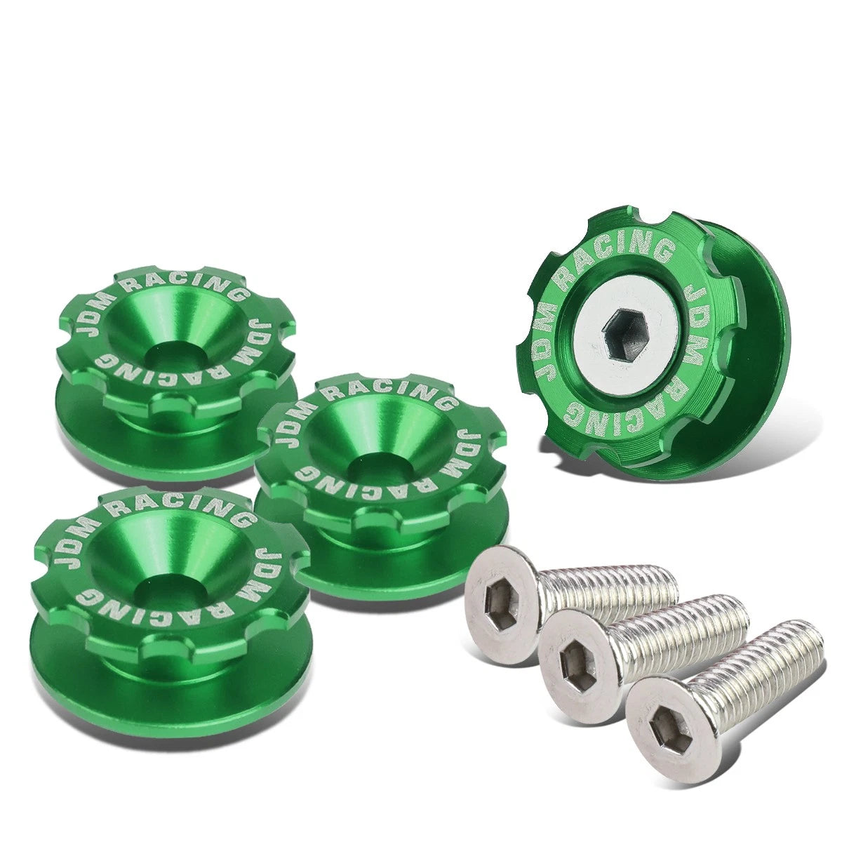 Set of 4 Aluminum Green Bumper Quick Release Fasteners for