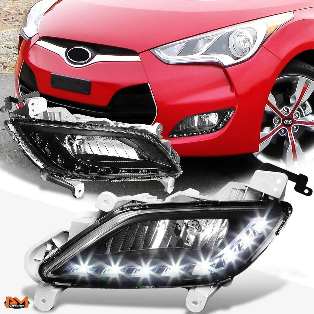 Fog Lights with LED Day Running Lamp & Switch for Hyundai Veloster (2012–2017)