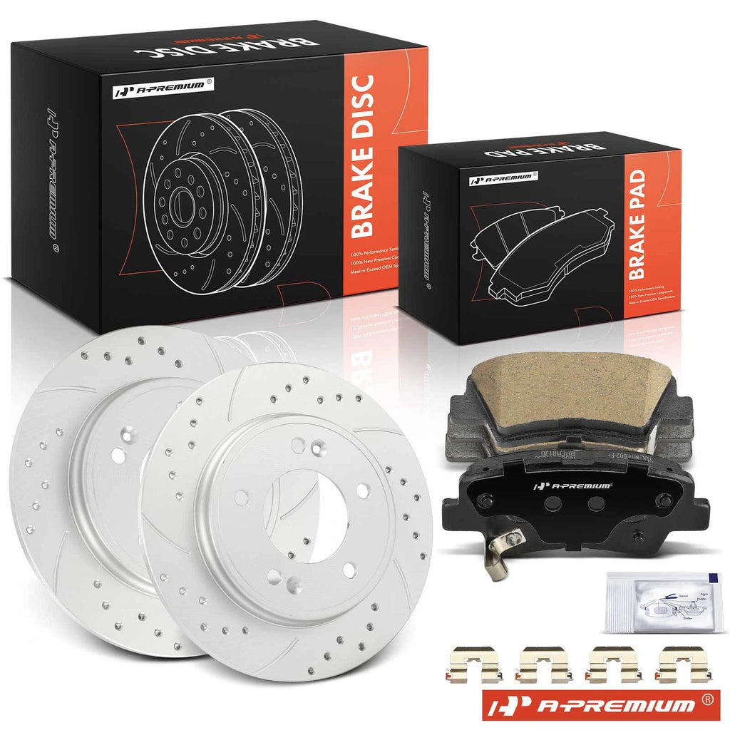 Set of 4 Drilled Brake Rotors & Ceramic Pads for Hyundai Elantra (2011–2016)