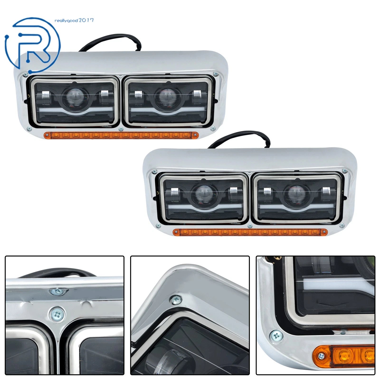 2X LED Projector Headlights for Western Star 4800 & Kenworth W900