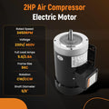 2HP Compressor Duty Motor TEFC 3 Phase 5/8" Shaft 3450RPM CW/CCW