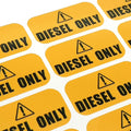 Diesel Only Sticker for Weather Proof Use (Yellow)
