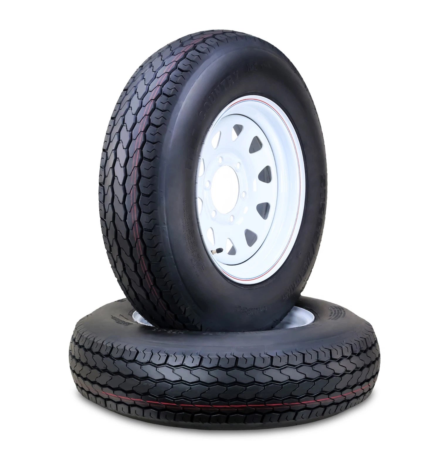 2 Free Trailer Tire Rims ST225/75D15 8-Ply D 113L 6 Lug x5.5" White Spoke