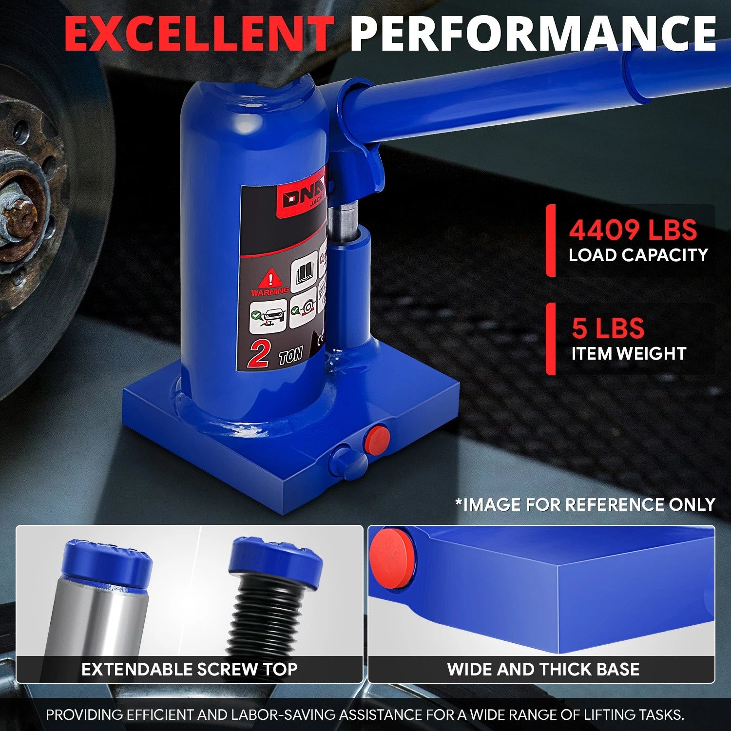 2 Ton Hydraulic Bottle Jack for Car Auto Repair (11.8")