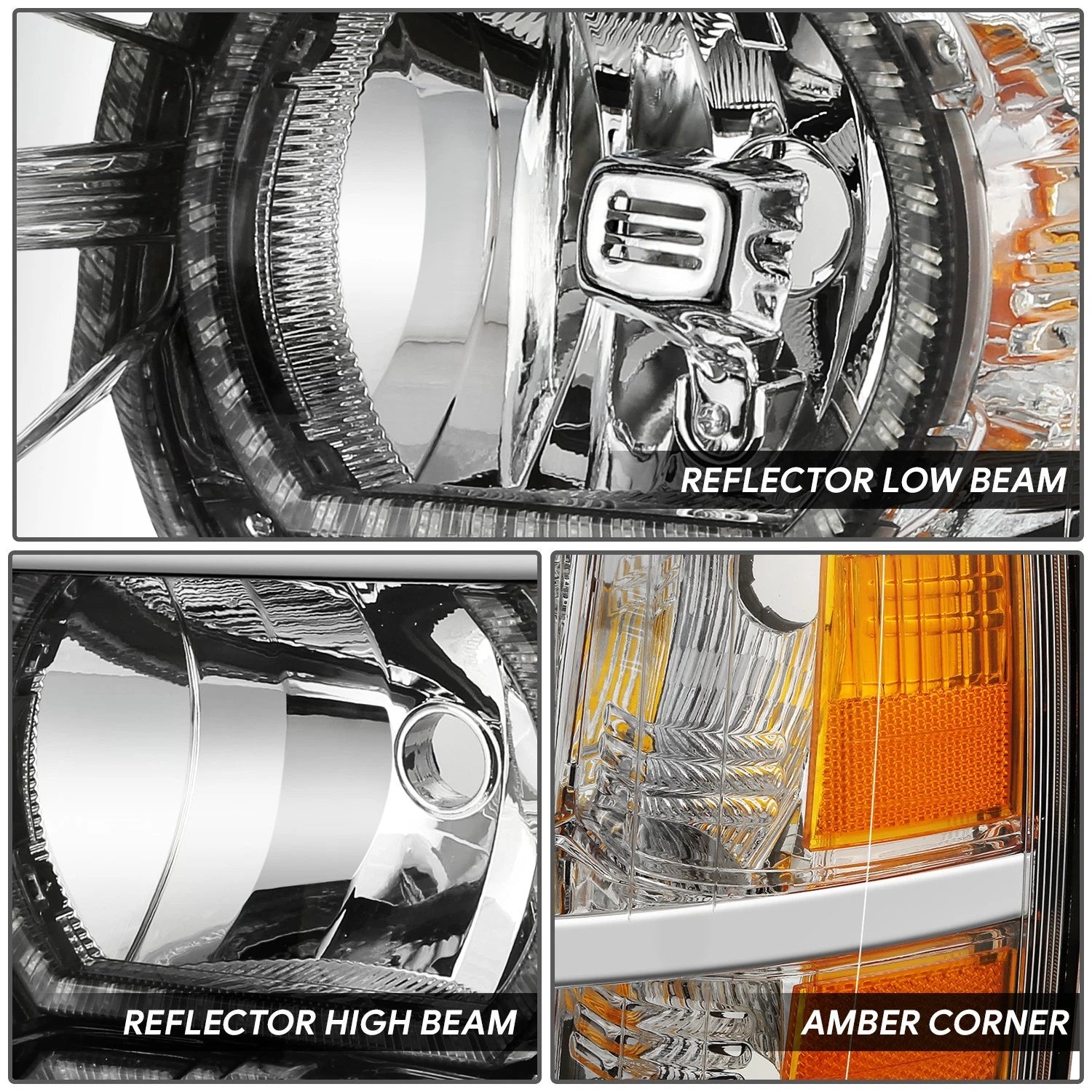 RGB LED Bar Headlight for Silverado 1500-3500 HD (2007–2013) - Chrome, Amber