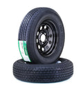 2 Free Country ST205/75R15 8-Ply Trailer Tire Rims 5 Lug x 4.5" Black Mod