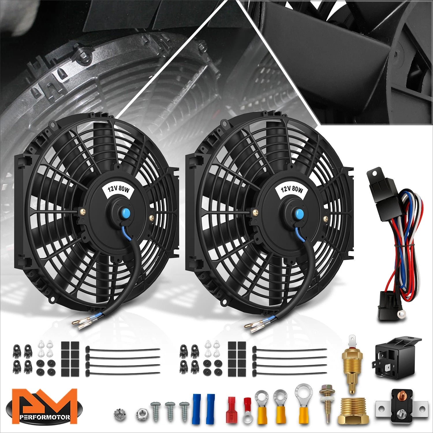 2X 10" 12V Electric Radiator Cooling Fan for Racing (Fits )