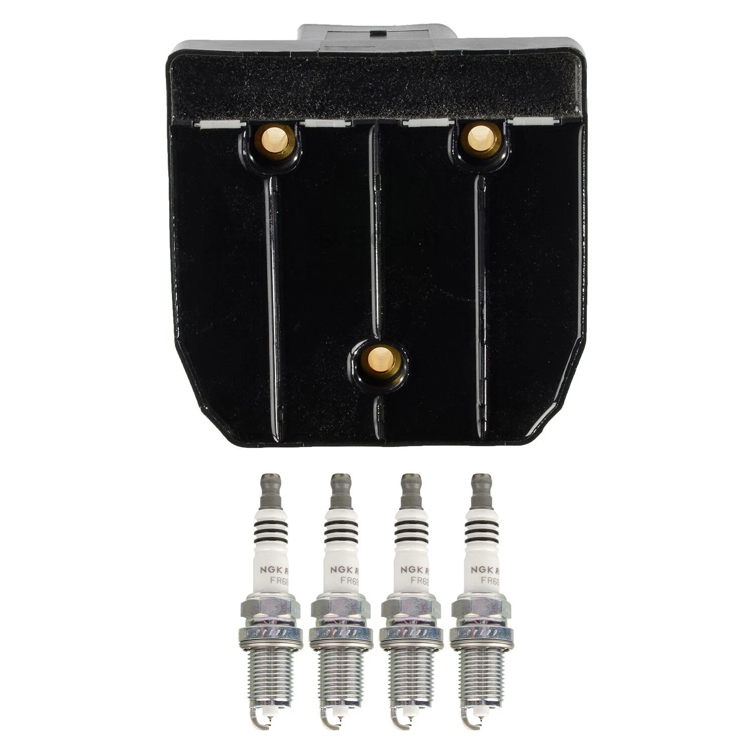 Set of 4 Bosch Ignition Coils & NGK Ruthenium HX Spark Plugs for A4, Neon, Golf, Jetta (L4)