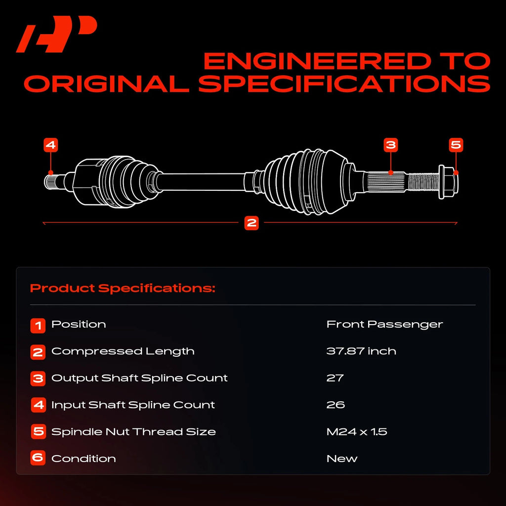 Front Passenger Side CV Axle Assembly for Jeep Compass (2017-2022)
