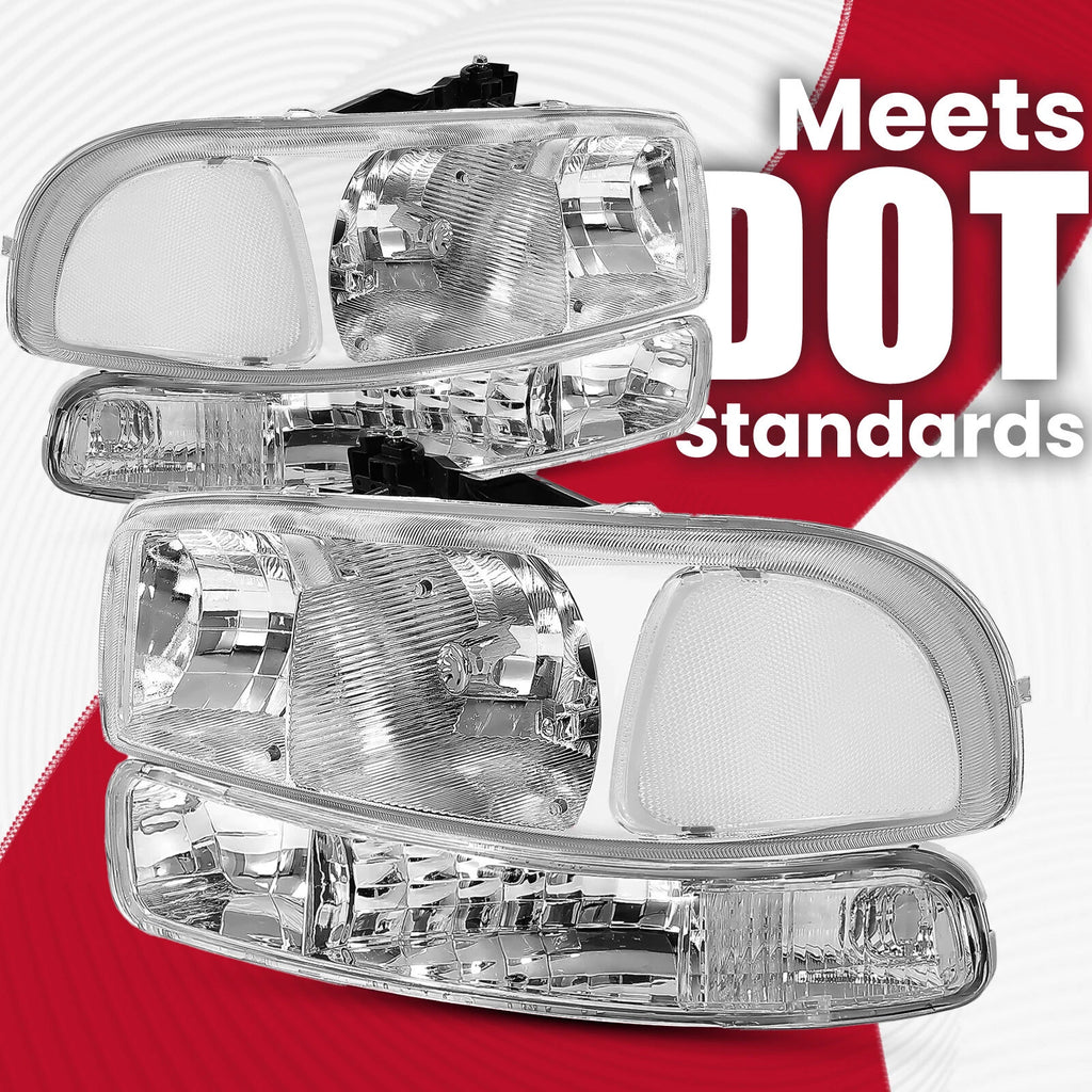 Headlights w/ Bumper Lamps for GMC Sierra 1500 2500 Yukon XL (1999–2007)