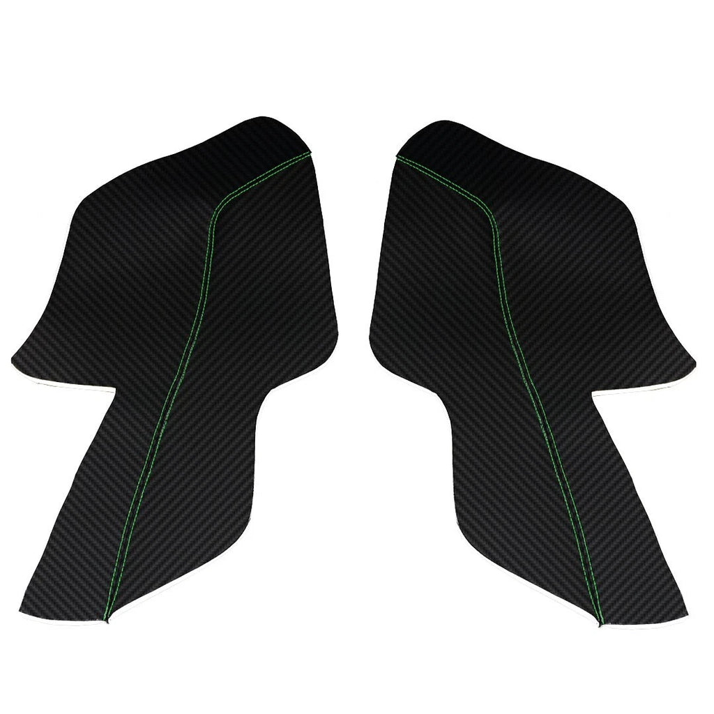 Door Panel Insert PVC Carbon Cover for Ford Mustang (2015–2020) Green Stitch