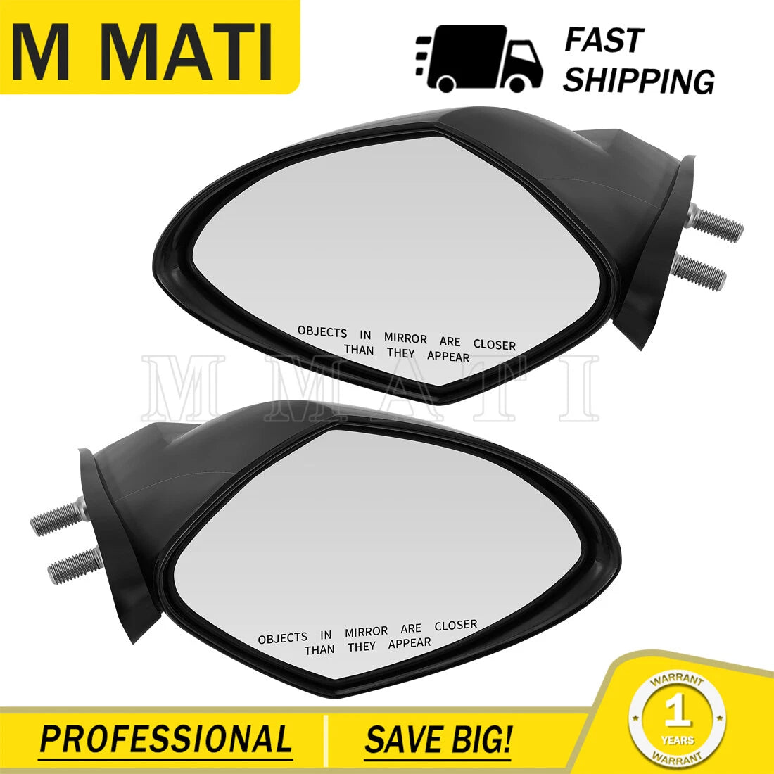 Set of 2 Left & Right Hand Mirrors for Yamaha GX1800 GX1800A FZR FZS (2009–2016)