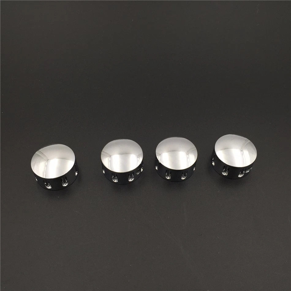 Chrome Grooved Bolt Toppers Caps for Harley Twin Cam Dyna Softail Road King