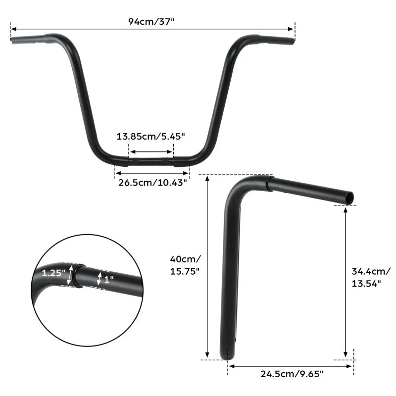 Ape Hanger Handlebar Bars for Harley FLST FXST (10''/12''/14''/16''/18'')