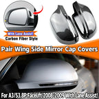Gloss Black Wing Side Mirror Cap Covers Lane Assist for Audi A5/S5 (2008-2009)