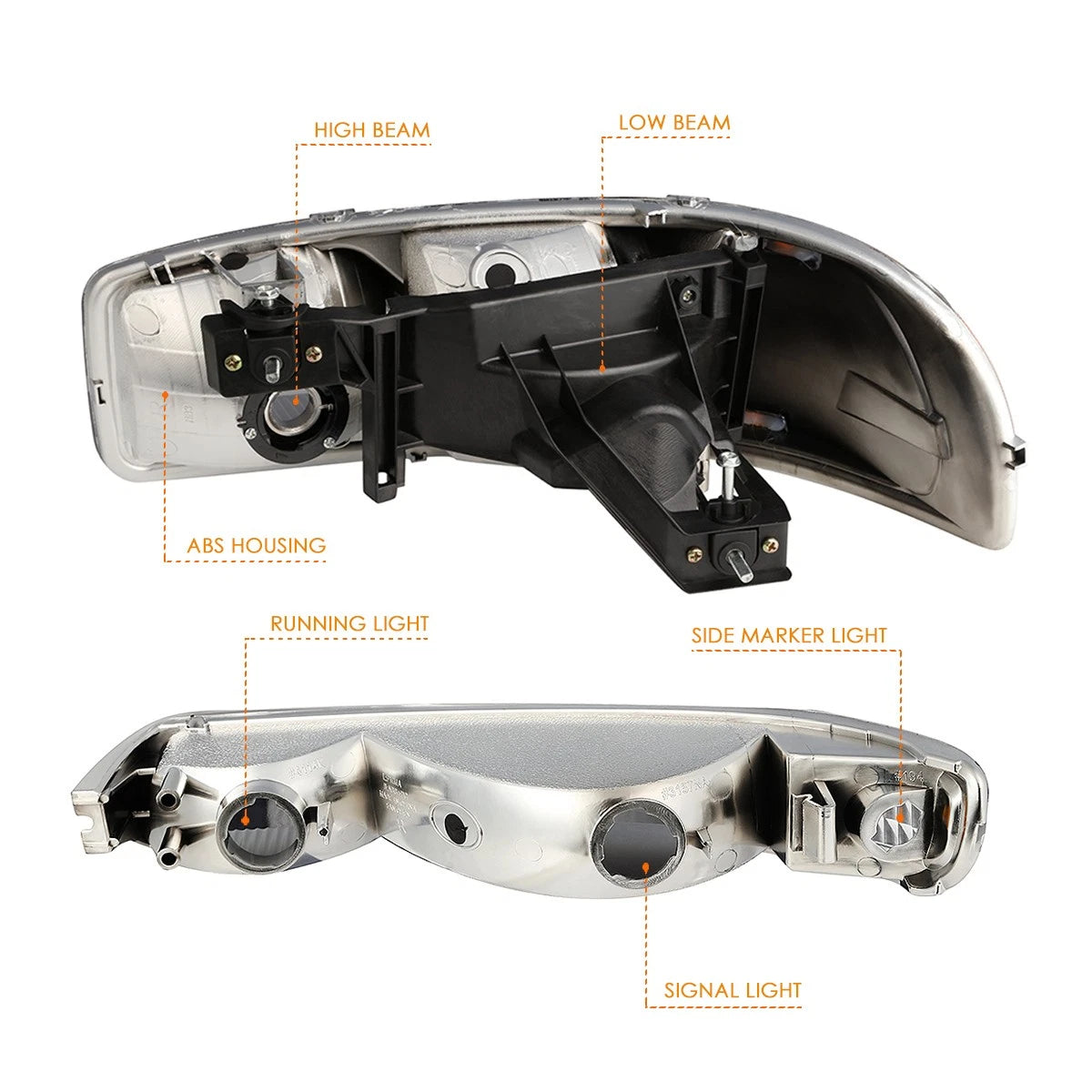 Factory Style Headlight Set for Titan/Armada (2004–2015) Black Housing Amber Corner