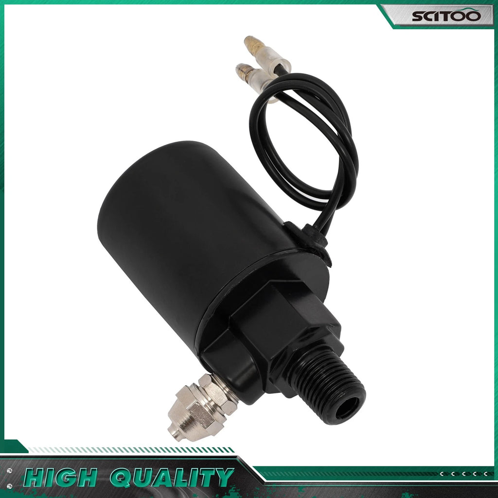 1/4" NPT Electric Air Valve Solenoid for Train Horn 200 PSI 12V Black